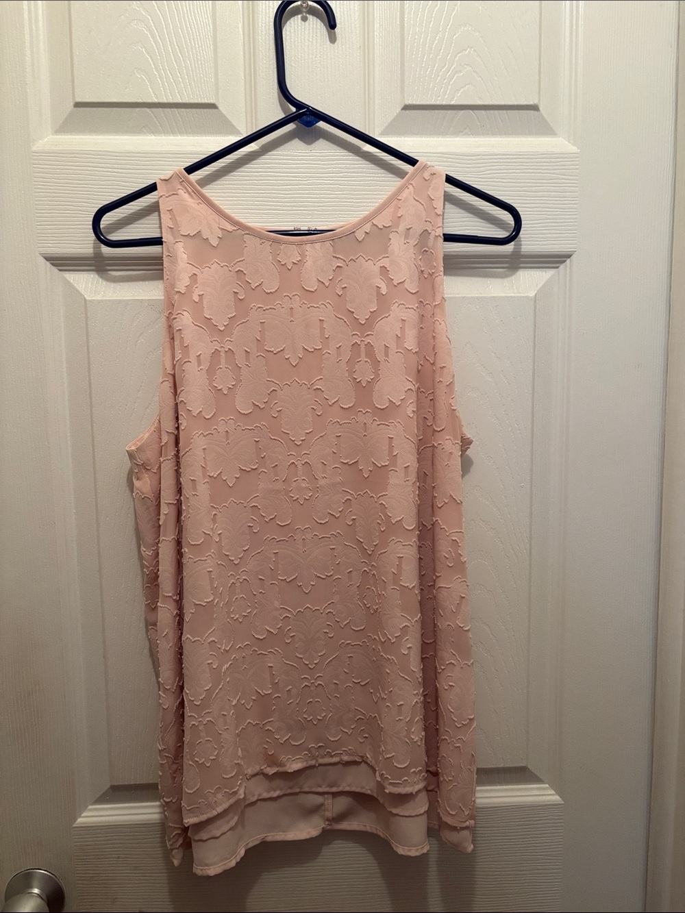 Katherine Barclay Blush Pink Sleeveless Embroidered Tank